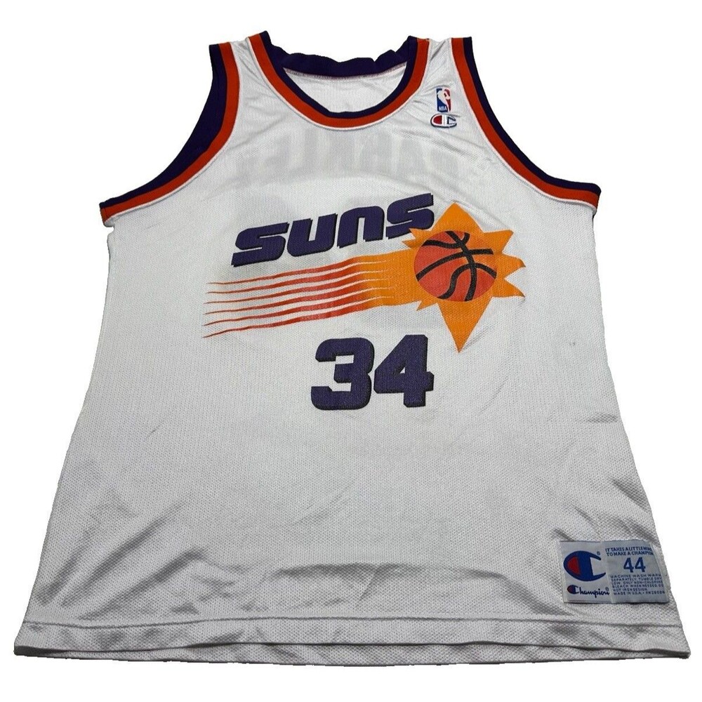 VTG Men's Champion NBA Phoenix Suns Charles Barkley #34 Jersey Size 44 White 90s